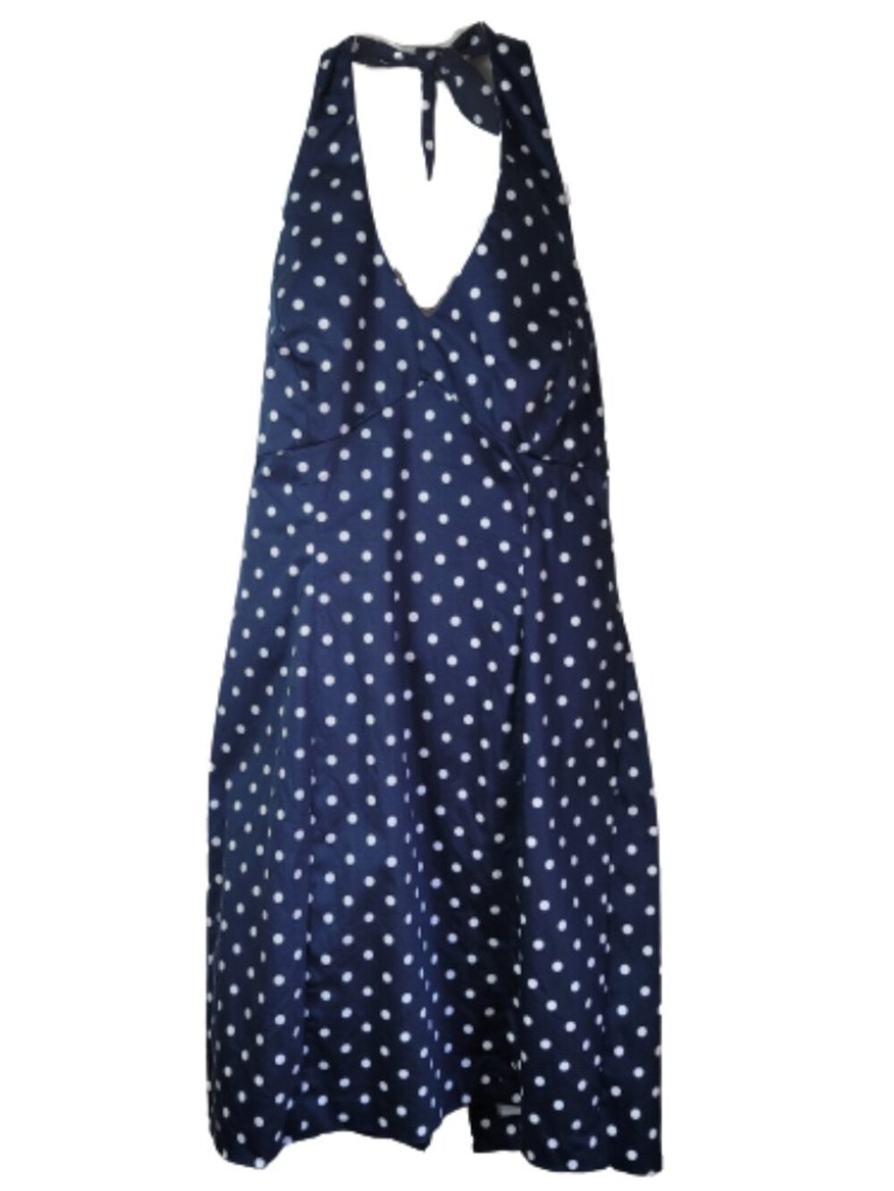 Jones New York Polka Dot Halter Dress Navy White Preppy, Retro, Dainty, Nautical - Picture 4 of 11